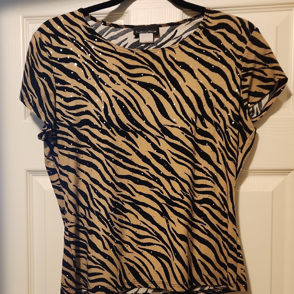Brittany Black Fitted Sequin Short Sleeve Tee